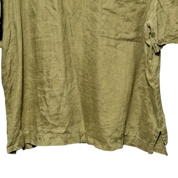 Chico’s 100% Linen Short Cuffed Sleeve Boxy Boho Lagenlook Keyhole Back Blouse - Picture 3 of 13